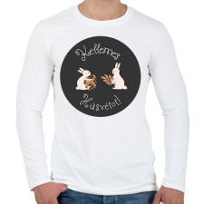 PRINTFASHION Kellemes Húsvétot - Aranyozott nyuszikkal - Férfi hosszú ujjú póló - Fehér férfi póló