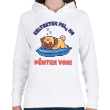 PRINTFASHION Keltsetek fel, ha péntek van - Női kapucnis pulóver - Fehér női pulóver, kardigán