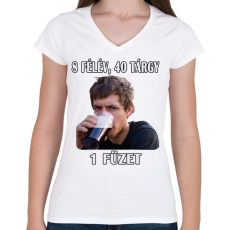 PRINTFASHION Kemény az egyetem! - Női V-nyakú póló - Fehér