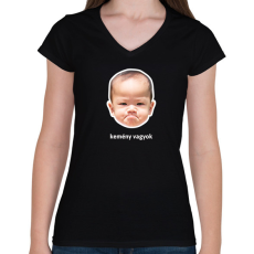 PRINTFASHION kemény vagyok 2 - Női V-nyakú póló - Fekete