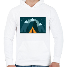 PRINTFASHION Kempingezés - Férfi kapucnis pulóver - Fehér férfi pulóver, kardigán