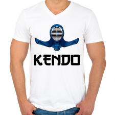 PRINTFASHION KENDO - Férfi V-nyakú póló - Fehér férfi póló