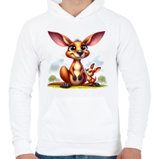 PRINTFASHION Kenguru mama és a babája - Férfi kapucnis pulóver - Fehér