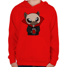 PRINTFASHION Kenny, a capybara vámpír jelmezben - Gyerek kapucnis pulóver - Piros