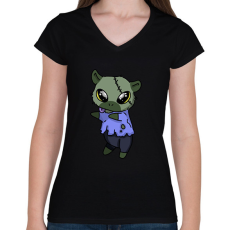 PRINTFASHION Kenny, a capybara zombi jelmezben - Női V-nyakú póló - Fekete