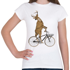 PRINTFASHION Kerékpározó szarvas - Női póló - Fehér női póló