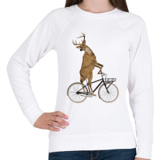 PRINTFASHION Kerékpározó szarvas - Női pulóver - Fehér
