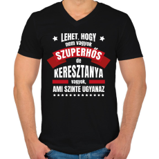 PRINTFASHION Keresztanya szuperhős - Férfi V-nyakú póló - Fekete