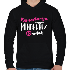 PRINTFASHION Keresztanya vagyok - fehér - Férfi kapucnis pulóver - Fekete