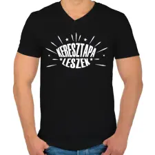 PRINTFASHION Keresztapa leszek - Férfi V-nyakú póló - Fekete férfi póló