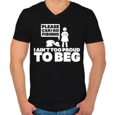 PRINTFASHION Kérlek, elmehetek pecázni...? - Férfi V-nyakú póló - Fekete férfi póló