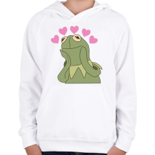 PRINTFASHION Kermit in love - Gyerek kapucnis pulóver - Fehér gyerek pulóver, kardigán