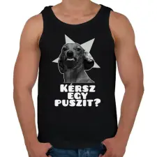 PRINTFASHION Kérsz egy puszit? - Férfi atléta - Fekete atléta, trikó
