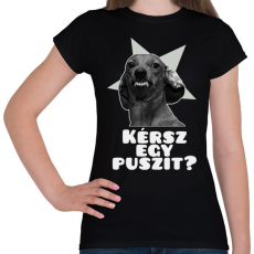 PRINTFASHION Kérsz egy puszit? - Női póló - Fekete