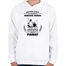 PRINTFASHION Kértem Istent - Gyerek kapucnis pulóver - Fehér gyerek pulóver, kardigán