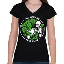 PRINTFASHION Kertész élet - Női V-nyakú póló - Fekete női póló