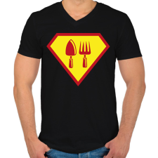 PRINTFASHION Kertész szuperhős - Férfi V-nyakú póló - Fekete férfi póló