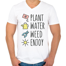 PRINTFASHION Kertészkedés - Ültesd locsold élvezd  - Férfi V-nyakú póló - Fehér férfi póló