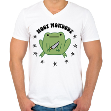 PRINTFASHION Késes béka - Férfi V-nyakú póló - Fehér férfi póló