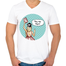 PRINTFASHION Kész, vége, megvan! - Férfi V-nyakú póló - Fehér férfi póló