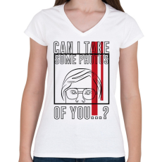 PRINTFASHION Készíthetek rólad pár fotót...? - Női V-nyakú póló - Fehér