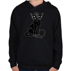 PRINTFASHION Két fejű cica - Gyerek kapucnis pulóver - Fekete