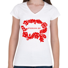 PRINTFASHION Két pejló páros minta #2 - Női V-nyakú póló - Fehér női póló