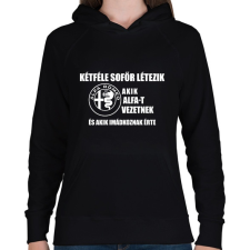 PRINTFASHION Kétféle Alfa Sofőr - Női kapucnis pulóver - Fekete női pulóver, kardigán