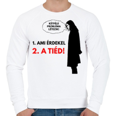 PRINTFASHION KÉTFÉLE PROBLÉMA LÉTEZIK - Férfi pulóver - Fehér