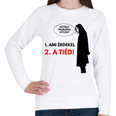 PRINTFASHION KÉTFÉLE PROBLÉMA LÉTEZIK - Női pulóver - Fehér