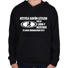 PRINTFASHION Kétféle sofőr: Lada - Gyerek kapucnis pulóver - Fekete gyerek pulóver, kardigán
