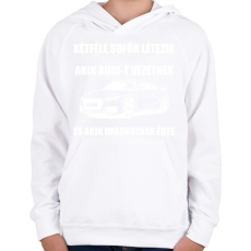 PRINTFASHION Kétféle sofőr létezik, akik audit vezetnek és akik imádkoznak érte - Gyerek kapucnis pulóver - Fehér