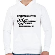 PRINTFASHION Kétféle VW Sofőr - Férfi kapucnis pulóver - Fehér