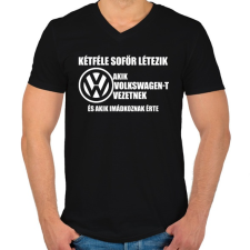 PRINTFASHION Kétféle VW Sofőr - Férfi V-nyakú póló - Fekete férfi póló