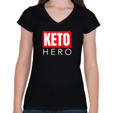 PRINTFASHION KETO HERO - Női V-nyakú póló - Fekete