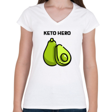 PRINTFASHION KETOHERO - Női V-nyakú póló - Fehér