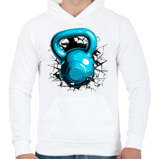 PRINTFASHION Kettleball - Férfi kapucnis pulóver - Fehér férfi pulóver, kardigán
