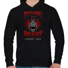 PRINTFASHION Kettlebell szörny - Férfi kapucnis pulóver - Fekete