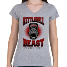 PRINTFASHION Kettlebell szörny - Női V-nyakú póló - Sport szürke női póló