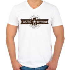 PRINTFASHION kezdo-anyuka-brown - Férfi V-nyakú póló - Fehér férfi póló