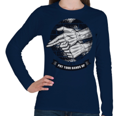 PRINTFASHION Kezeket fel!  - Női hosszú ujjú póló - Sötétkék