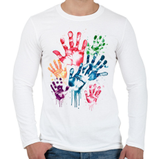 PRINTFASHION Kézlenyomatok - Férfi hosszú ujjú póló - Fehér