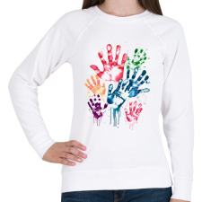 PRINTFASHION Kézlenyomatok - Női pulóver - Fehér női pulóver, kardigán