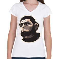 PRINTFASHION Khabib - Női V-nyakú póló - Fehér