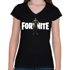 PRINTFASHION Khaby Fortnite - Női V-nyakú póló - Fekete