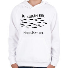 PRINTFASHION Ki korán kel horgászt lel - Gyerek kapucnis pulóver - Fehér