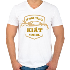 PRINTFASHION Kiás sofőr - Férfi V-nyakú póló - Fehér férfi póló