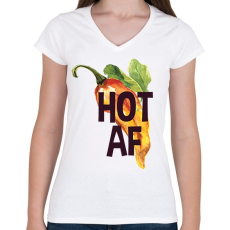 PRINTFASHION Kib*szott csípős paprika - Női V-nyakú póló - Fehér