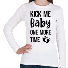 PRINTFASHION Kick me baby one more time - Kismama (fekete) - Női hosszú ujjú póló - Fehér női póló