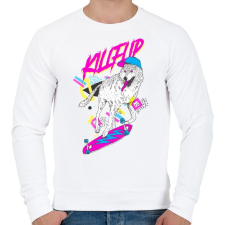 PRINTFASHION Kickflip wolf - Férfi pulóver - Fehér férfi pulóver, kardigán